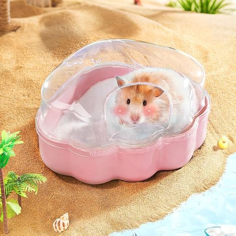 Bac à sable pour hamster - Bac à sable - Avec pelle - Pour chinchilla, ours dorés, gerbil (SHELLPINK-L) (1/5)
