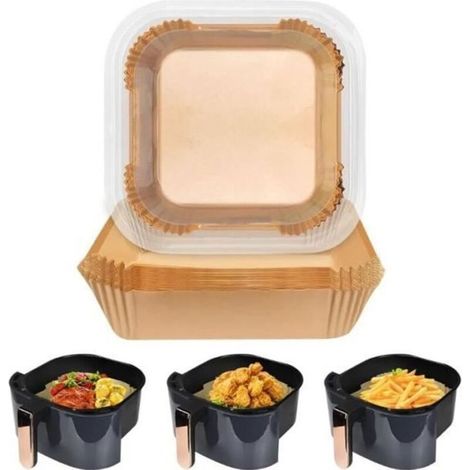 Papier Cuisson Air Fryer, Qualité Alimentaire Air Fryer Accessoires-100 Feuilles 20 x5 cm pour Plat Air Fryer 4-6L (1/4)