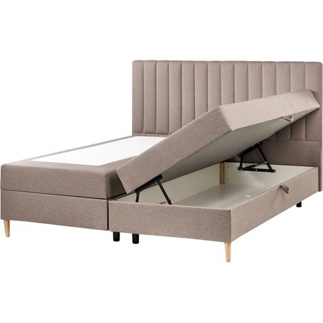 Boxspringbett mit Stauraum Stoff OFFICER 180 x 200 cm Taupe