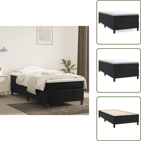 Cadre de lit sans matelas noir 80x200 cm velours - Cadre De Lit - Lit Double - Lit Velours - Lit Noir - Meuble Chambre (1/5)