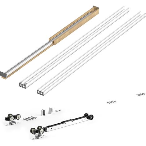Mophorn Kit de marco para puerta corrediza de acero galvanizado compatible con puertas de 610-914 mm de ancho y 2032 mm de alto, equipado con mecanismo de cierre suave bidireccional para uso en hogar (1/5)