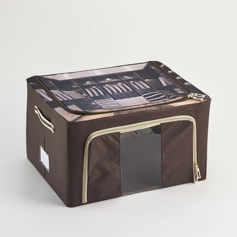 Housse de rangement tissu 44 L marron (1/2)