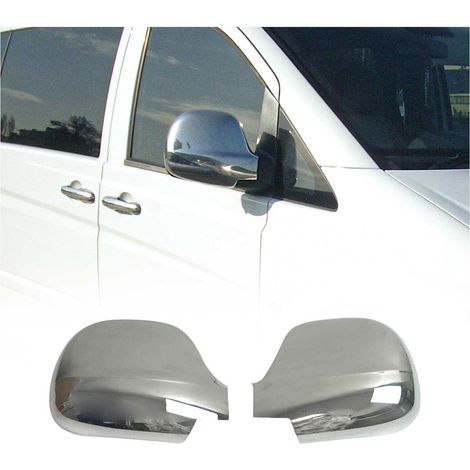 Coques de Rétroviseurs pour Mercedes Vito VW639 2003-2010 en Acier Chromé Argent (1/5)
