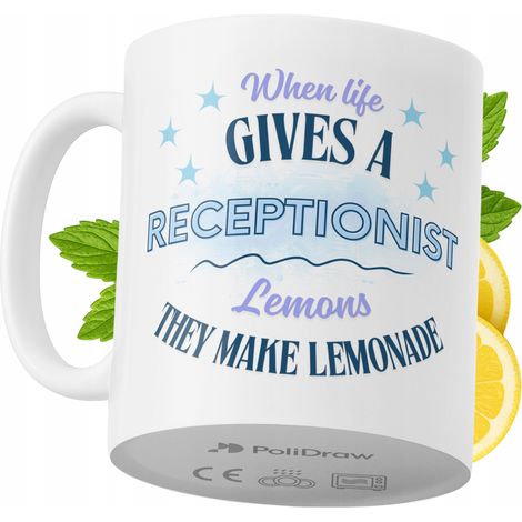 Lustige Kaffeetasse mit witzigem Textdesign für Rezeptionistinnen – ideal für Geburtstage, Namenstage, Feiertage und besondere Anlässe. Hochwertige Tasse für Büro, Homeoffice und Arbeit. Farbe: Weiß, (1/5)