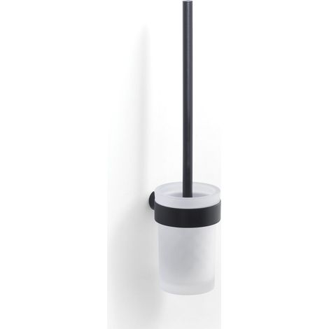 Portascopino Wc Da Parete Con Bicchiere In Vetro E Ottone Nero  Palazzo