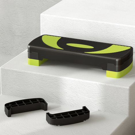 Stepper aerobico regolabile, antiscivolo e ammortizzato, in plastica nera (1/5)