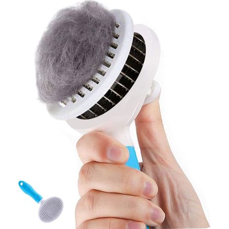 Brosse de toilettage de Chien, Brosse Chat Poil Long, Brosse Chiens et Chats Autonettoyante, avec Enlèvement des Poils en Un Clic(Bleu) (1/5)