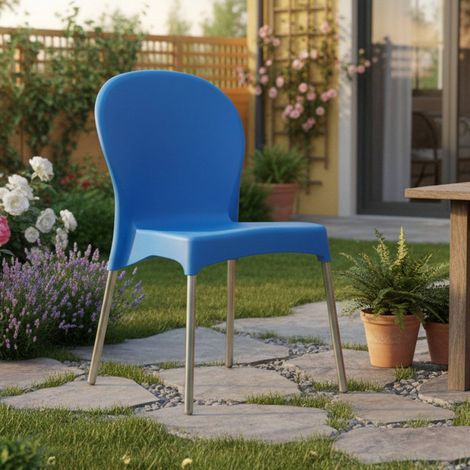 Linder Gartenstuhl, stapelbar, Made in Italy, trägt bis zu 120 kg, Blau (1/3)