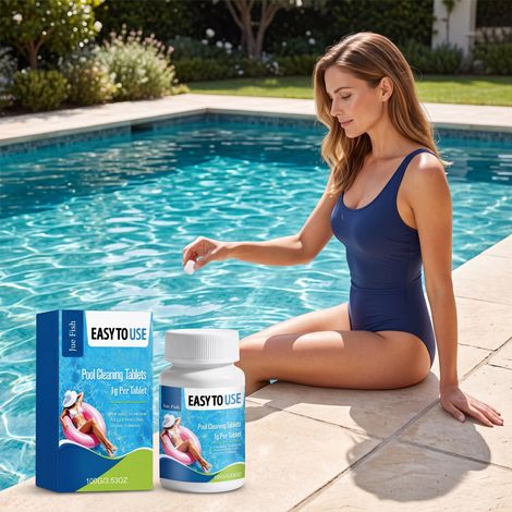 Pool cleaning tablets - Clarifies pool water, eliminates odor, quickly dissolves dirt and grime - 100g -- BIEMMEDUE (1/5)