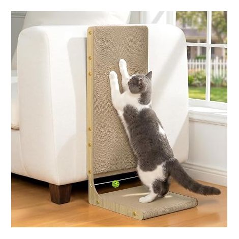Cat Scratching Post Cardboard L – Vertical Wall Corner Scratching Post Vertical Cardboard Scratching Post 65 cm, Bed Living Room Scratching Mat, Sofa Furniture