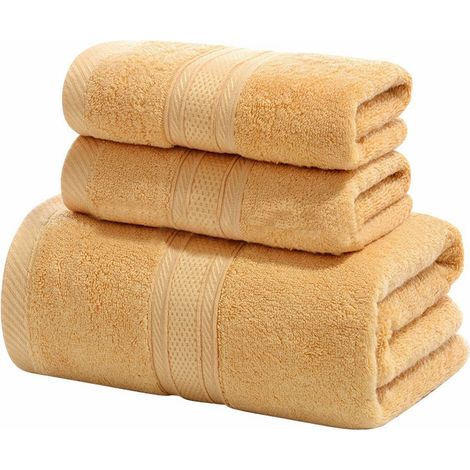 Serviette De Bain - Lot De 3 En Coton Peigné 600 Gsm - 1 Serviette De Bain 70x140 Cm + 2 Serviettes À Main 74x33 Cm - Pour Salle De Bain Gym Hôtel Spa (1/2)