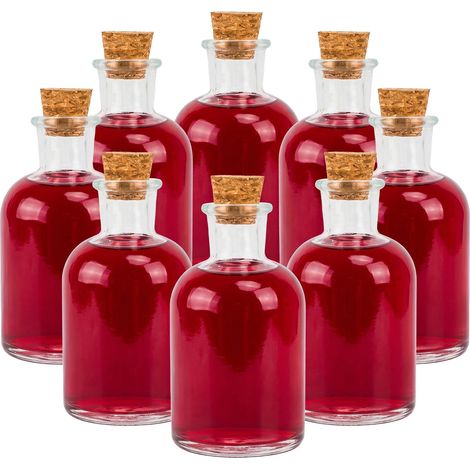 Set of 8 Glass Bottles with Corks - 150ml, Round (1/5)