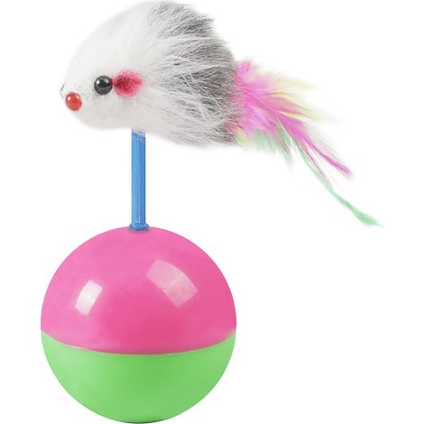 Jouet Teaser souris pour chat, avec plumes, boule interactive, pour chaton, exercice, divertissement (1/5)
