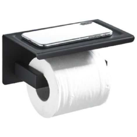 WC-Papierhalter mit Ablage LOFT-GAME, mattschwarz - Schwarz (1/4)