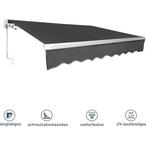 Hengda Tenda da sole per balcone Tenda da sole manuale da esterno Articolato Anti-UV Terrazzo Giardino Grigio 300 x 250cm (1/5)