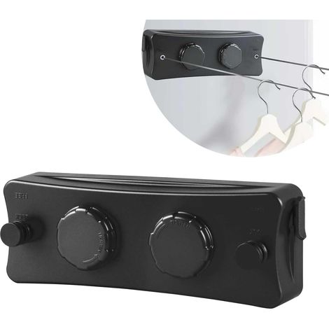 Tendedero retráctil invisible de 5,1 m, extensible, de pared, con cuerda de acero inoxidable, capacidad de carga para balcón, baño y lavadero. (1/5)
