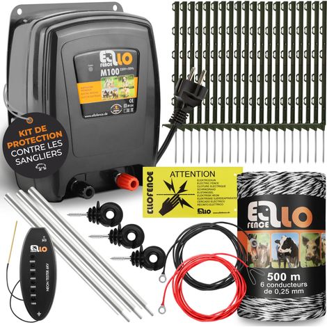 Kit de protection contre les sangliers 125m – Clôture électrique pour repousser les sangliers – Appareil avec mise à la terre – Matériau de clôture (1/5)