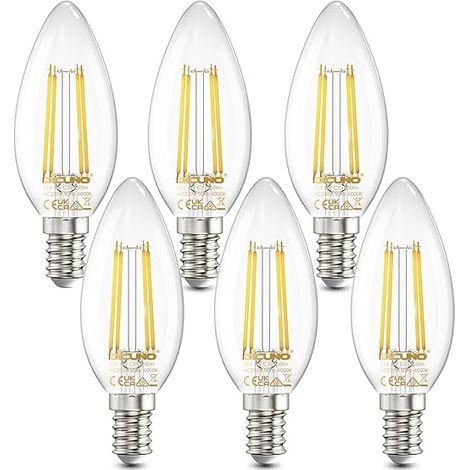 Ampoule LED E14 4W, 40W, 550lm, 4000K Blanc neutre, Non dimmable, forme de bougie flamme, Ampoule C35 filament vintage lustre et plafonnier (1/5)