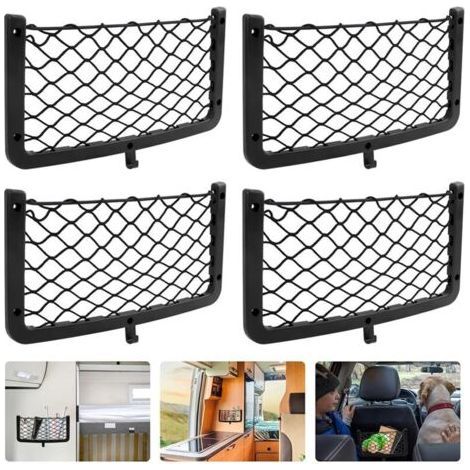 Set mit 4 Auto-Aufbewahrungsnetzen, Kofferraum-Aufbewahrungsnetzen, Auto-Kofferraumnetzen, mit Schrauben, Haken, Auto-Taschen-Organizer-Taschen für Autos, Wohnmobile, Boote, Zuhause (36 x 18 cm) (1/5)