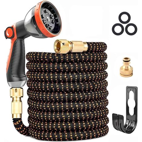 Tuyau d'arrosage extensible triple couche de 15 m, résistant aux plis, 10 fonctions de pulvérisation (15 m) (SKU produit : 96504943  SKU Offre : mkh25.6.26-10) (1/5)