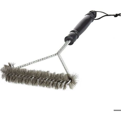 Brosse Triangulaire - Pour Grille - Poils Acier Inoxydable - Manche Long Flexible - Boucle Suspension - 1 Pièce (1/4)