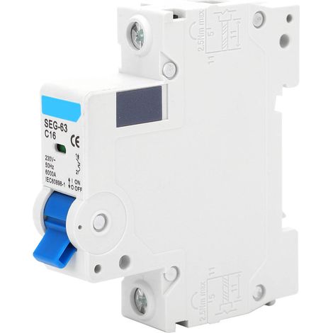 SEG-63 Disjoncteur Modulaire C16 - Interrupteur Automatique 16A, Protection Surcharge et Court-Circuit, Usage Domestique et Industriel (1/5)