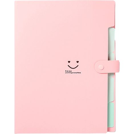 Classeur Accordéon 5 Pochettes - Dossier Extensible PP - Pour Bureau École Maison - Format A4 Rose (1/5)