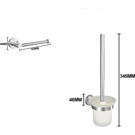 (Ensemble de 2 pièces A) Accessoires de salle de bain en acier inoxydable brossé 304 : porte-serviettes, porte-papier toilette, porte-savon, barre porte-serviettes. (1/5)