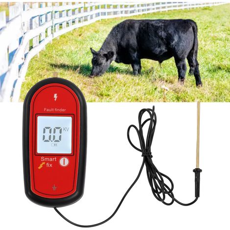 Testeur de clôture numérique Ranch Fence avec écran LCD rétroéclairé, voltmètre électronique de clôture 15 kV mesurant le sens du courant (rouge) (1/5)