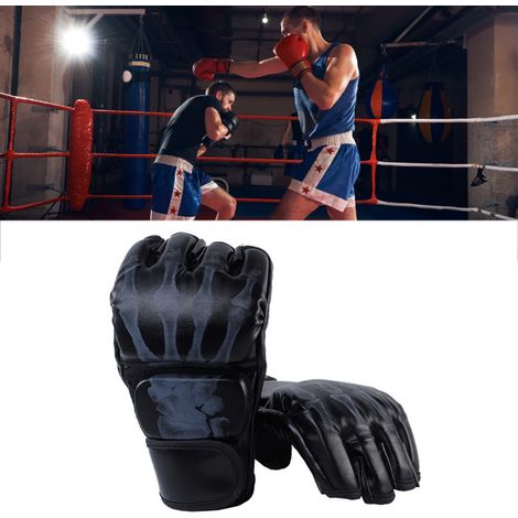 Gants de Combat MMA Mi-Doigts pour Entraînement Adulte Unisexe Noir (1/5)