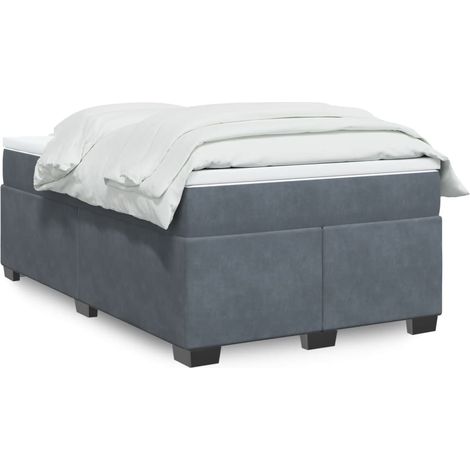 Boxspringbett mit Matratze Dunkelgrau 120x200 cm Samt