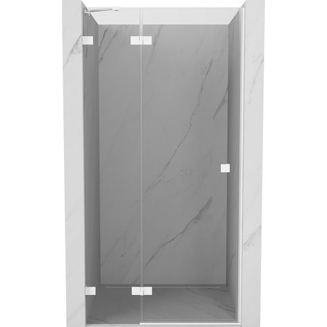 Mexen Lunar puerta de ducha abatible izquierda 90 cm, transparente, blanco - 834-090-000-20-00-L (1/5)