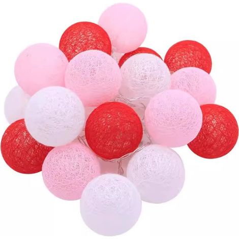 Guirlande Lumineuse Boules Coton - 150 cm - Fonctionne Sur Piles AA - Éclairage Chaleureux Pour Décoration Intérieure Extérieure - 1 Pièce (1/5)