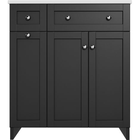 Mueble de baño con lavabo cerámico 76 x 47 x 86 cm MDF lacado negro HOMVRA (1/5)
