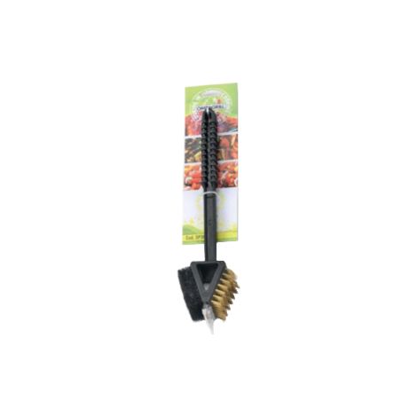 Spazzola Prolungata Pulizia Barbecue Spugna Abrasiva + Spazzola Ottone Cm 36 - 3 Pz (1/2)