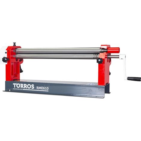 Torros – Rouleuse de tôles manuelle d'établi à 3 rouleaux – Largeur de travail 610 mm – Épaisseur jusqu'à 0,8 mm – RME610
