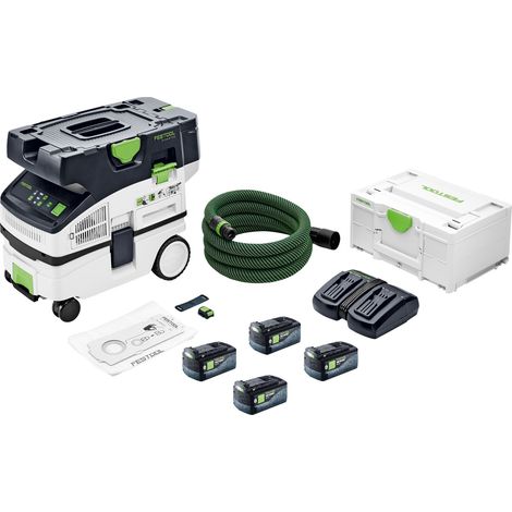 Festool CTLC MINI I-Basic Akku Absaugmobil 36 V ( 2x 18 V ) Staubkl. L + 4x Akku 5,0 Ah + Doppelladegerät + Systainer