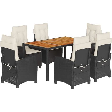 Maison Exclusive - 7-tlg. Garten-Essgruppe mit Kissen Schwarz Pol (1/5)