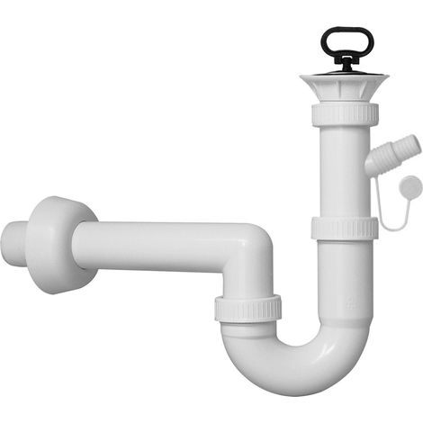 Schläfer 4395026  Sifone per Scarico Lavandino Bagno, Cucina e Lavanderia, Sifone Salvaspazio Universale G 1"1/2, Piletta Ø 85mm con Tappo, Raccordo Tubo di Scarico Ø 40mm (1/5)