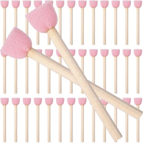 40 Pinceau Éponge Rond en Mousse de 0.6cm avec Manche en Bois pour Pochoirs Petites Éponges Rondes Rose Outils de Décoration Tampons de Peinture pour Peinture Teinture Bricolage Adulte (1/5)