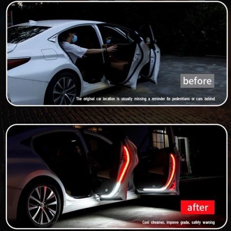 Voiture porte intérieure bienvenue lumière LED avertissement de sécurité stroboscope Signal lampe bande 120cm étanche 1pc -TO527 (1/4)