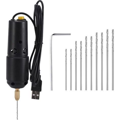 Mini portable electric drill, with drill bits, jewelry tools, engraver, USB drill for wood, resin, epoxy, DIY crafts (0.8-1.2mm) - LIAIKI (1/5)