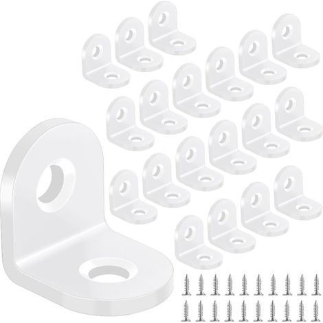Set mit 20 weißen 20x20-mm-Winkelverbindern aus Kohlenstoffstahl. Befestigungswinkel für Holzmöbel, inklusive Schrauben. (1/5)