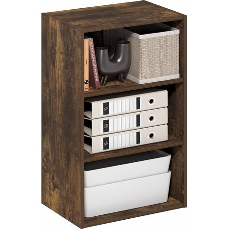 Bibliothèque À 3 Niveaux, Étagère De Rangement Cubique, 28 X 43 X 66 Cm, pour Salon, Chambre, Bureau, Couleur Pin Ambré (1/5)