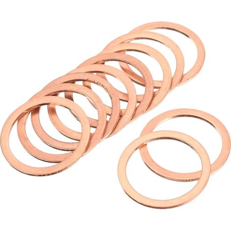 24x30x1.5mm Rondelle Cuivre x 10pcs Plate Rondelle Cuivre Étanchéité Anneau pour Hy Raccords, Eau, Carburant, [Cuivre Ton] (1/5)