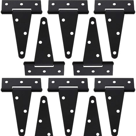 Lot de 10 charnières en T de 10,2 cm pour abri de jardin, charnières de porte de grange, charnières de porte, charnières de clture, charnières de porte de jardin, fer forgé noir