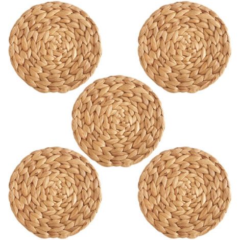 Sets de table ronds de 10 cm, lot de 5, sets de table en rotin tressé (1/4)