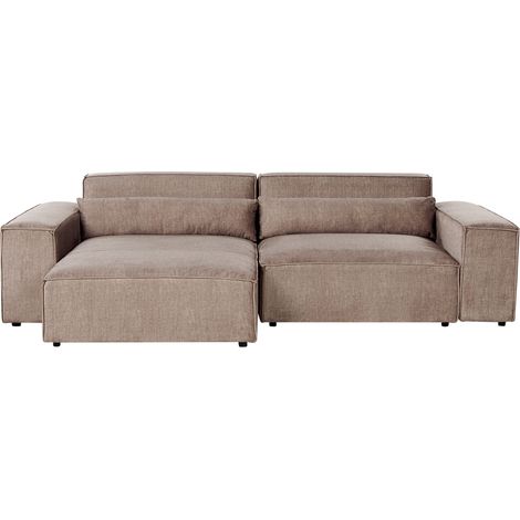 Moderno sofá esquinero modular 2 plazas tapizado de tela marrón derecho Hellnar (1/5)
