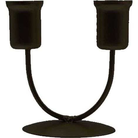 Bougeoir pour bougies piliers, support décoratif à 2 bras en fer, petit modèle noir, idéal pour la décoration de fêtes et banquets. (1/5)