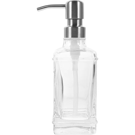 Flacon en verre de 300 ml avec pompe acier inoxydable . Large ouverture . Distributeur lotion manuel (1/5)